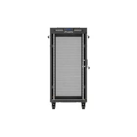   Lanberg 19" szabadon álló rack szekrény 24U/600X600 perforált ajtó, lapraszerelt, LCD kijelző, fekete V2