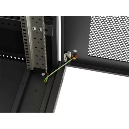 Lanberg 19" szabadon álló rack szekrény 24U/600X600 perforált ajtó, lapraszerelt, LCD kijelző, fekete V2