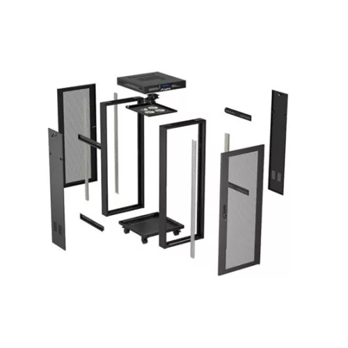 Lanberg 19" szabadon álló rack szekrény 24U/600X600 perforált ajtó, lapraszerelt, LCD kijelző, fekete V2