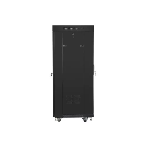 Lanberg 19" szabadon álló rack szekrény 27U/600X600 üvegajtó, lapraszerelt, LCD kijelző, fekete V2