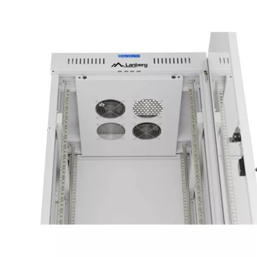 Lanberg 19" szabadon álló rack szekrény 32U/600X600 üvegajtó, lapraszerelt, LCD kijelző, szürke