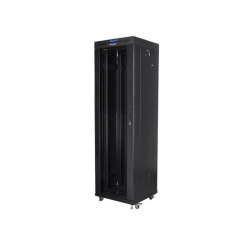 Lanberg 19" szabadon álló rack szekrény 42U/600X600 üvegajtó, lapraszerelt, LCD kijelző, fekete V2