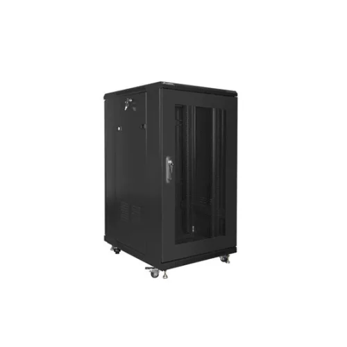 Lanberg 19" szabadon álló rack szekrény 22U/600X800 perforált ajtó, lapraszerelt, fekete
