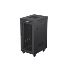   Lanberg 19" szabadon álló rack szekrény 24U/600X800 perforált ajtó, lapraszerelt, LCD kijelző, fekete V2