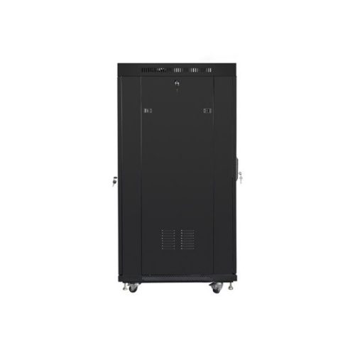 Lanberg 19" szabadon álló rack szekrény 27U/600X800 perforált ajtó, lapraszerelt, LCD kijelző, fekete V2