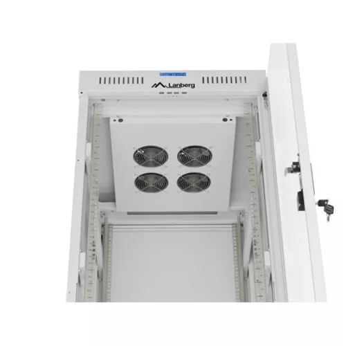 Lanberg 19" szabadon álló rack szekrény 32U/600X800 üvegajtó, lapraszerelt, LCD kijelző, szürke V2
