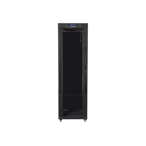 Lanberg 19" szabadon álló rack szekrény 42U/600X800 üvegajtó, lapraszerelt, LCD kijelző, fekete V2