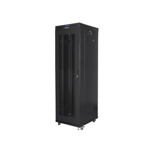 Lanberg 19" szabadon álló rack szekrény 42U/600X800 perforált ajtó, lapraszerelt, LCD kijelző, fekete V2
