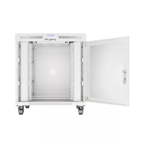Lanberg 19" szabadon álló rack szekrény 15U/800X1000 perforált ajtó, lapraszerelt, LCD kijelző, szürke