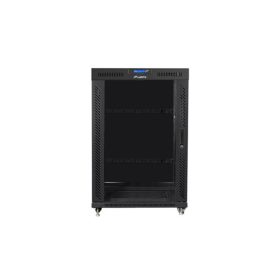   Lanberg 19" szabadon álló rack szekrény 22U/800X1000 üvegajtó, lapraszerelt, LCD kijelző, fekete V2
