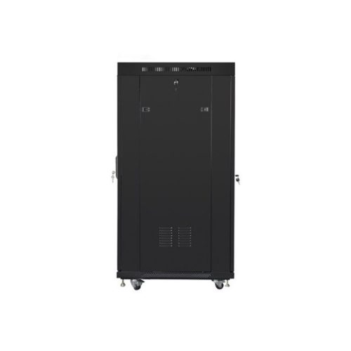 Lanberg 19" szabadon álló rack szekrény 27U/800X1000 üvegajtó, lapraszerelt, LCD kijelző, fekete V2