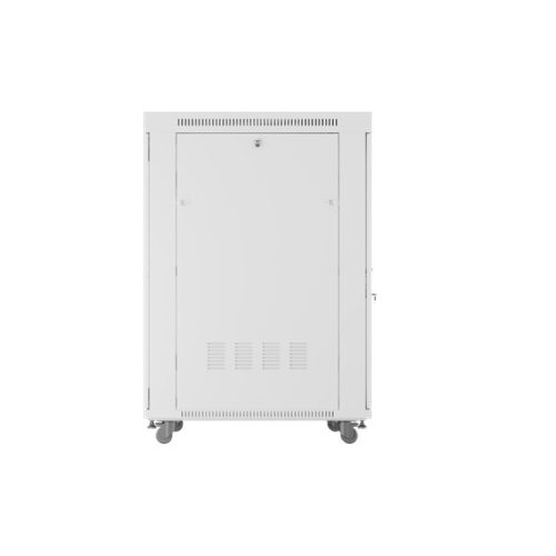 Lanberg 19" szabadon álló rack szekrény 27U/800X1000 perforált ajtó, lapraszerelt, LCD kijelző, szürke