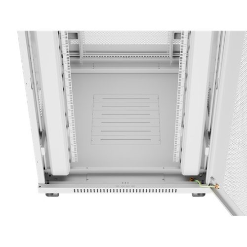 Lanberg 19" szabadon álló rack szekrény 27U/800X1000 perforált ajtó, lapraszerelt, LCD kijelző, szürke