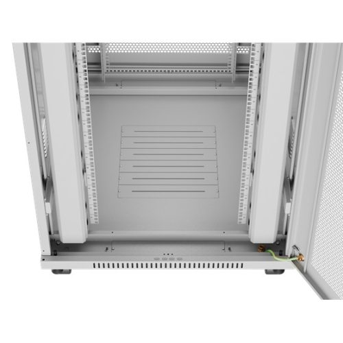 Lanberg 19" szabadon álló rack szekrény 27U/800X1000 perforált ajtó, lapraszerelt, LCD kijelző, szürke