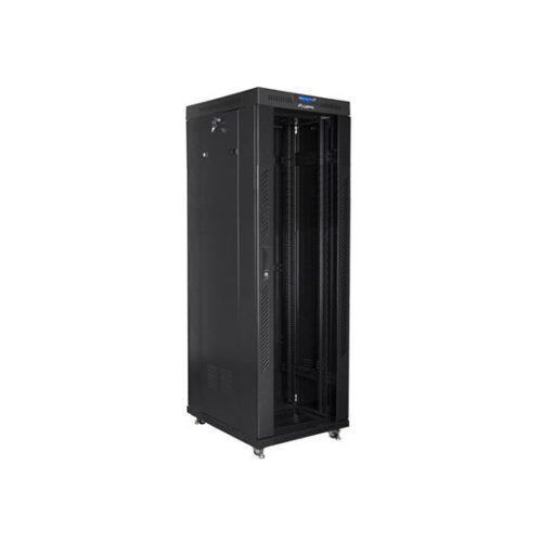 Lanberg 19" szabadon álló rack szekrény 37U/800X1000 üvegajtó, lapraszerelt, LCD kijelző, fekete V2