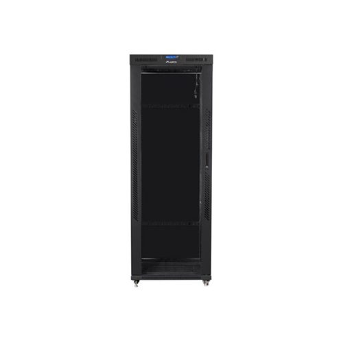 Lanberg 19" szabadon álló rack szekrény 42U/800X1000 üvegajtó, lapraszerelt, LCD kijelző, fekete V2