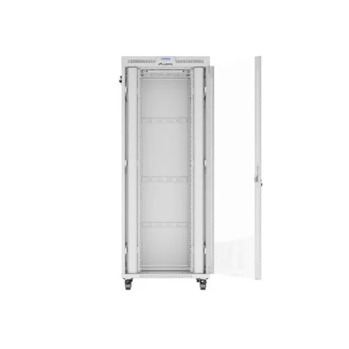 Lanberg 19" szabadon álló rack szekrény 42U/800X1000 üvegajtó, lapraszerelt, LCD kijelző, szürke V2