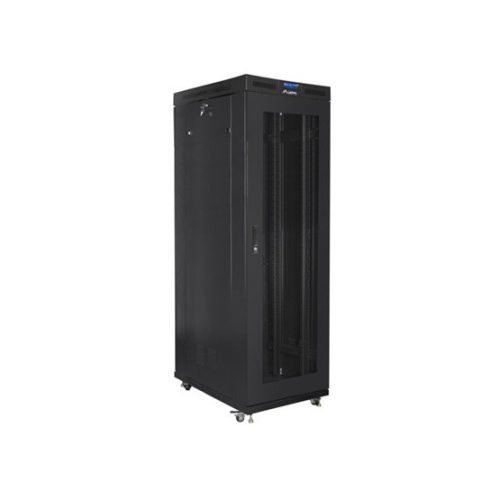 Lanberg 19" szabadon álló rack szekrény 42U/800X1000 perforált ajtó, lapraszerelt, LCD kijelző, fekete V2