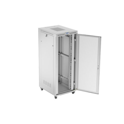 Lanberg 19" szabadon álló rack szekrény 42U/800X1000 perforált ajtó, lapraszerelt, LCD kijelző, szürke