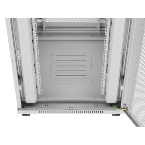 Lanberg 19" szabadon álló rack szekrény 42U/800X1000 perforált ajtó, lapraszerelt, LCD kijelző, szürke