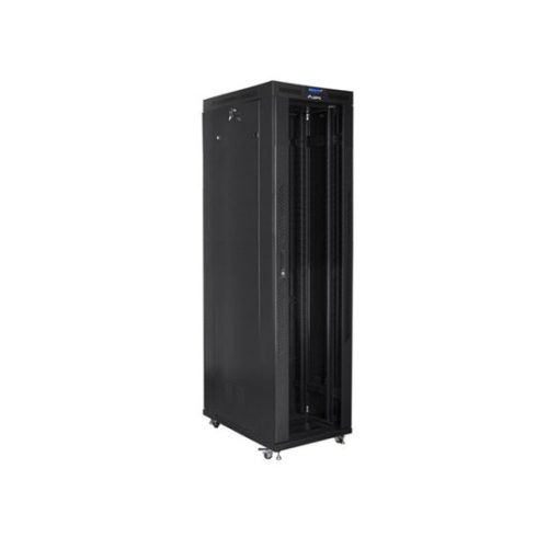 Lanberg 19" szabadon álló rack szekrény 47U/800X1000 üvegajtó, lapraszerelt, LCD kijelző, fekete