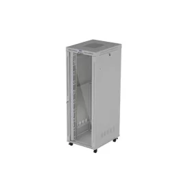   Lanberg 19" szabadon álló rack szekrény 47U/800X1000 üvegajtó, lapraszerelt, LCD kijelző, szürke