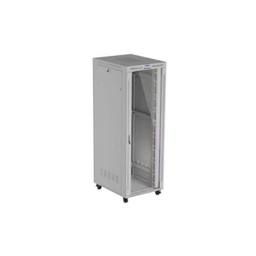 Lanberg 19" szabadon álló rack szekrény 47U/800X1000 üvegajtó, lapraszerelt, LCD kijelző, szürke