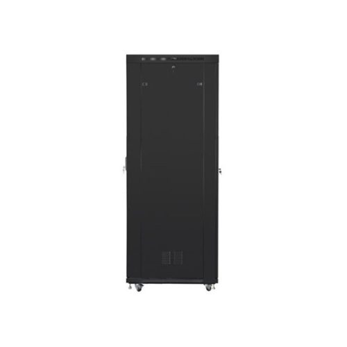 Lanberg 19" szabadon álló rack szekrény 47U/800X1000 perforált ajtó, lapraszerelt, LCD kijelző, fekete V2