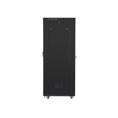 Lanberg 19" szabadon álló rack szekrény 27U/800X1200 lapraszerelt perforált ajtó, LCD kijelző, fekete