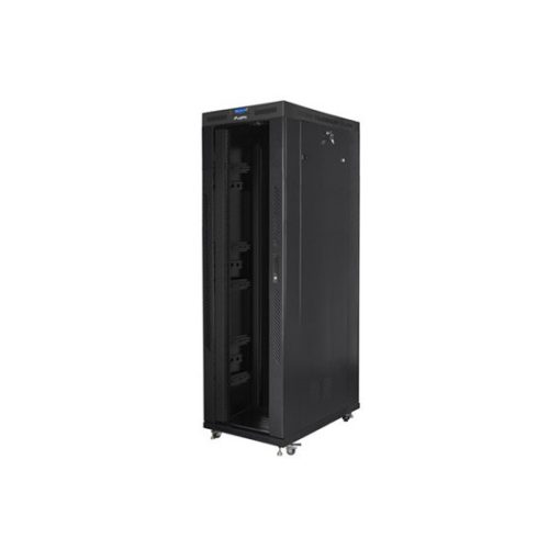 Lanberg 19" szabadon álló rack szekrény 42U/800X1200 üvegajtó, lapraszerelt, LCD kijelző, fekete V2