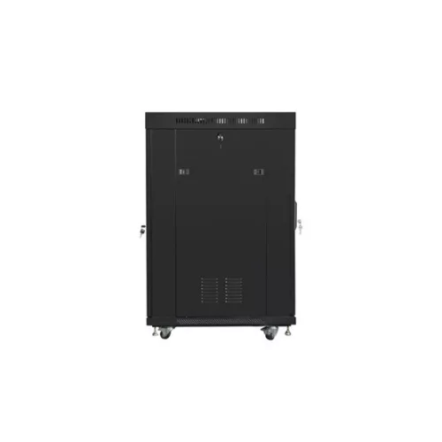Lanberg 19" szabadon álló rack szekrény 22U/800X800 perforált ajtó, lapraszerelt, LCD kijelző, fekete V2