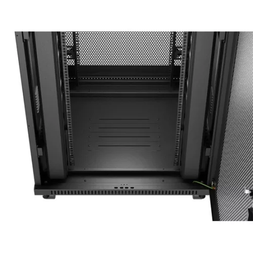 Lanberg 19" szabadon álló rack szekrény 37U/800X800, perforált ajtó, lapraszerelt, LCD kijelző, fekete