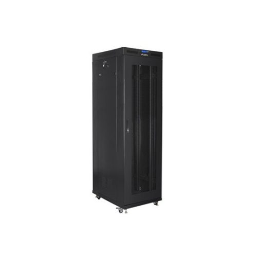 Lanberg 19" szabadon álló rack szekrény 42U/800X800 perforált ajtó, lapraszerelt, LCD kijelző, fekete