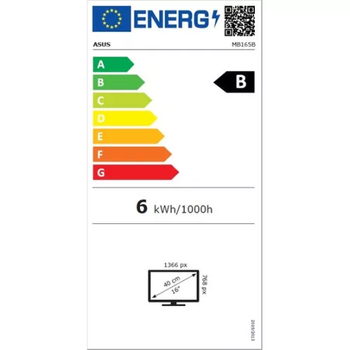 Mon Asus 15,6" MB165B ZenScreen - hordozható monitor - LED - TN  - 60Hz  - I 3 év garancia I
