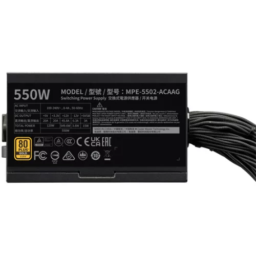 TÁP Cooler Master 550W - MWE Gold 550 V3 - MPE-5502-ACAAG-3BEU - 80+ Gold  - ATX 3.1 - Nem moduláris - Fekete Tápegység