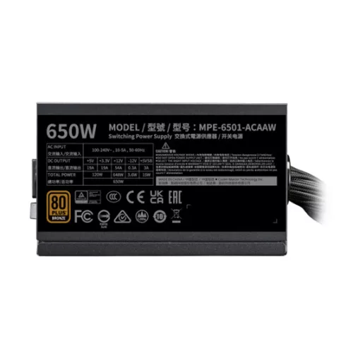TÁP Cooler Master 650W - MWE Bronze 650 V3 - MPE-6501-ACAAW-3BEU - 80+ Bronze ATX3.1 - Fekete Tápegység
