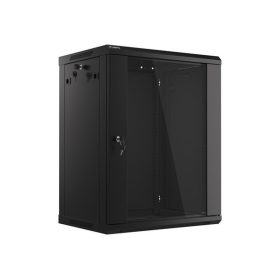  Lanberg 19" fali rack szekrény 15U/600X450 üvegajtó, lapraszerelt, fekete V2