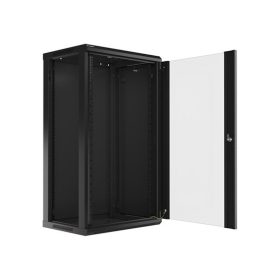   Lanberg 19" fali rack szekrény 22U/600X450 üvegajtó, lapraszerelt, fekete V2