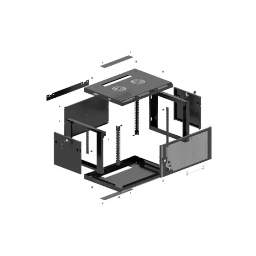 Lanberg 19" fali rack szekrény 4U/600X600 perforált ajtó, lapraszerelt, fekete