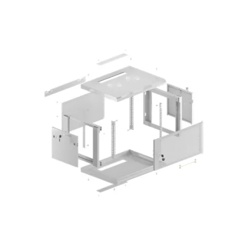 Lanberg 19" fali rack szekrény 4U/600X600 perforált ajtó, lapraszerelt, szürke