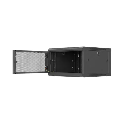 Lanberg 19" fali rack szekrény 6U/600X600 perforált ajtó, lapraszerelt, fekete
