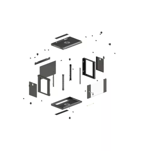 Lanberg 19" fali rack szekrény 4U/540X350 üvegajtó, lapraszerelt, fekete