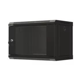   Lanberg 19" fali rack szekrény 6U/540X350 üvegajtó, lapraszerelt, fekete