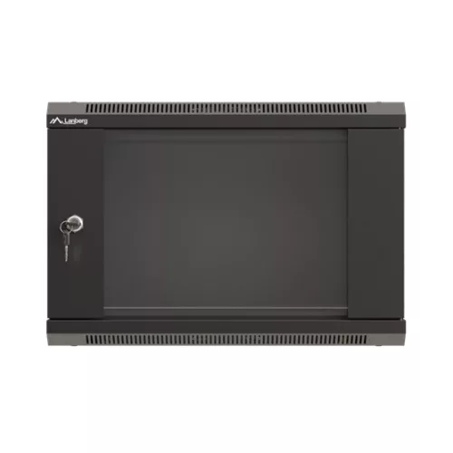 Lanberg 19" fali rack szekrény 6U/540X350 üvegajtó, lapraszerelt, fekete