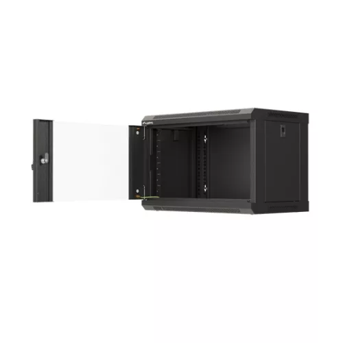 Lanberg 19" fali rack szekrény 6U/540X350 üvegajtó, lapraszerelt, fekete