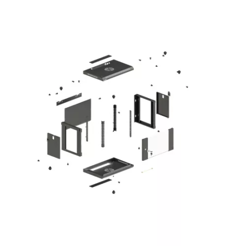 Lanberg 19" fali rack szekrény 6U/540X350 üvegajtó, lapraszerelt, fekete