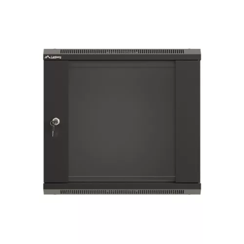 Lanberg 19" fali rack szekrény 9U/540X350 üvegajtó, lapraszerelt, fekete
