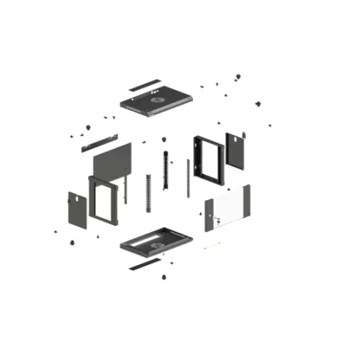 Lanberg 19" fali rack szekrény 9U/540X350 üvegajtó, lapraszerelt, fekete