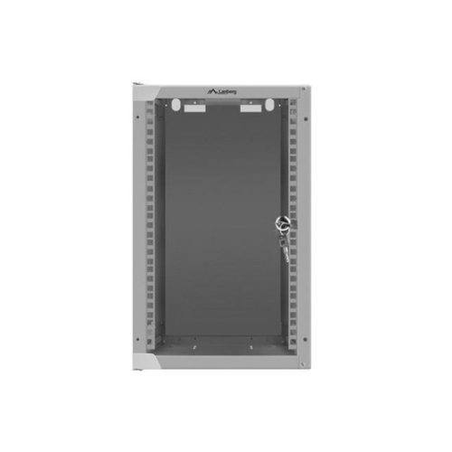 Lanberg 10" fali rack szekrény 9U/280X310, üvegajtó, lapraszerelt, szürke