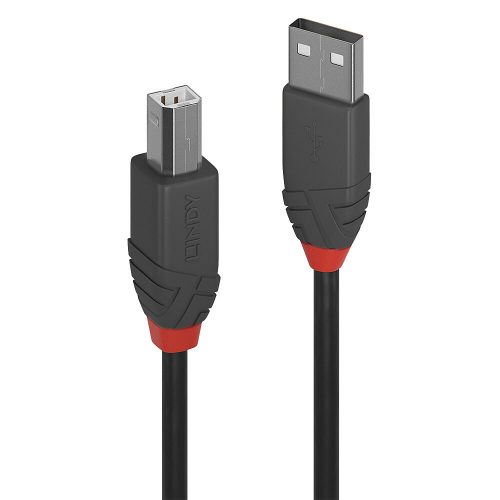 LINDY 0,5m USB 2.0 Type A to B kábel, Anthra Line